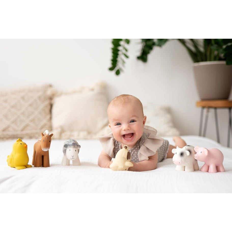 Natural Rubber Teether, Rattle & Bath Toy - Horse - HoneyBug 