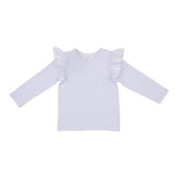 White L/S Ruffle Tee