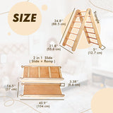 2in1 Montessori Climbing Set: Triangle Ladder + Slide Board/Ramp – Beige