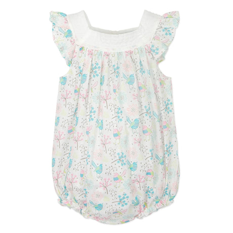 Square-Neck Bubble - Regal Bird on White  100% Pima Cotton by Feather Baby - HoneyBug 