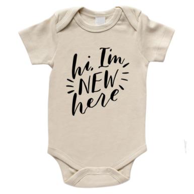 Hi I'm New Here Organic Baby Bodysuit - HoneyBug 