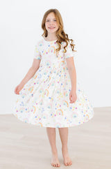 Watercolor Rainbows S/S Pocket Twirl Dress