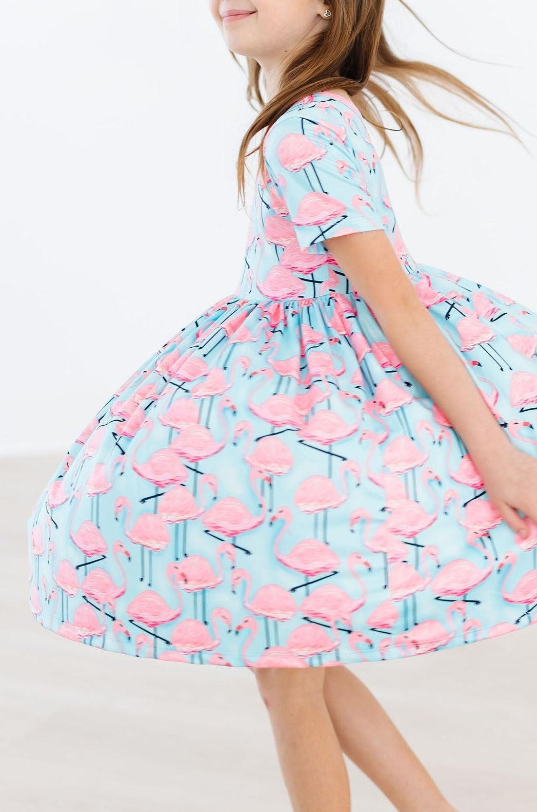 Pretty in Pink Flamingos S/S Twirl Dress