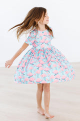 Pretty in Pink Flamingos S/S Twirl Dress