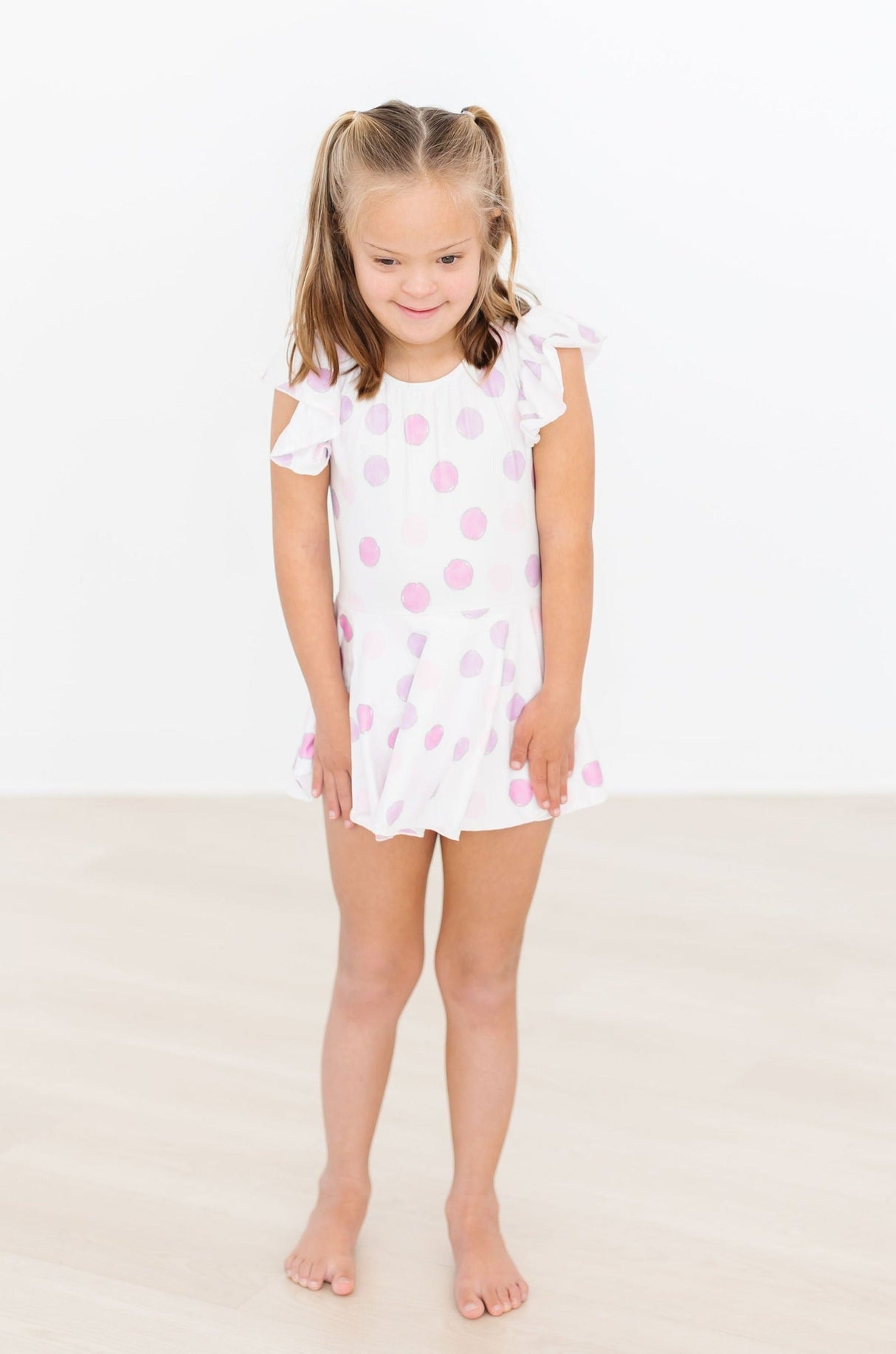 Pastel Polka Dot S/S Twirl Leotard