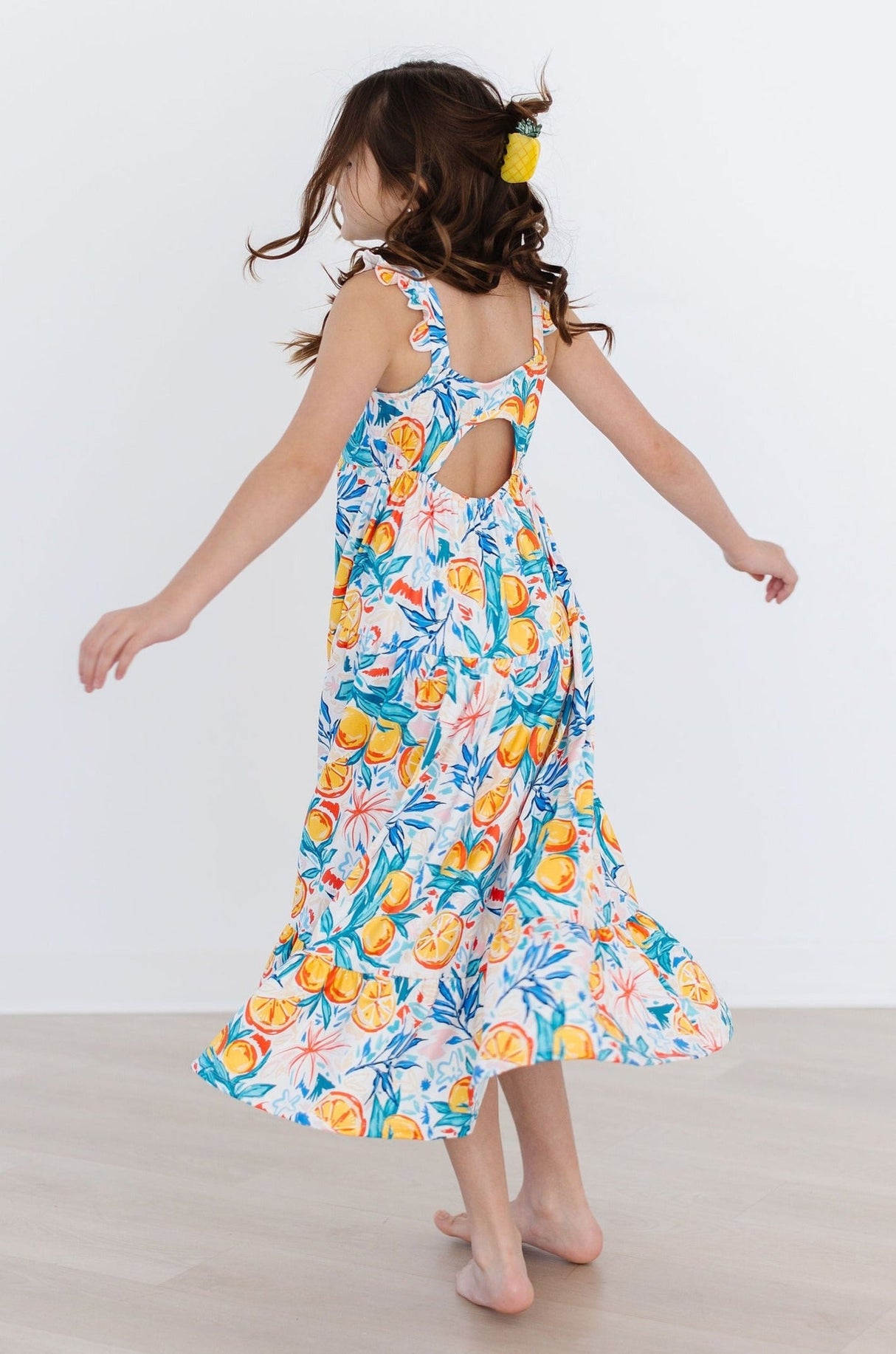 Tropical Summer Ruffle Maxi Dress