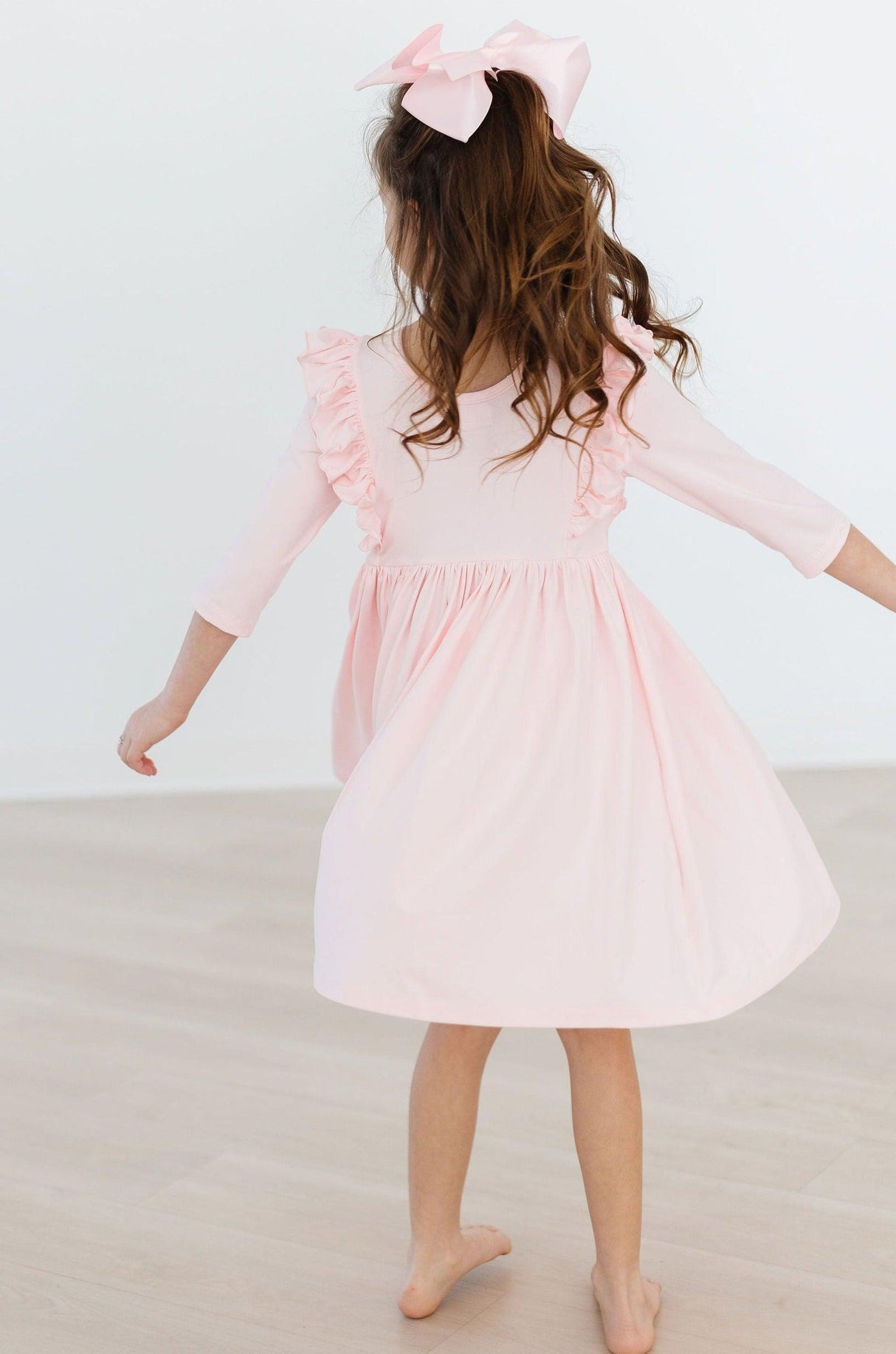 Petal Pink 3/4 Ruffle Twirl Dress