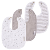 3 Pack Muslin Terry Bibs - Grey Stars