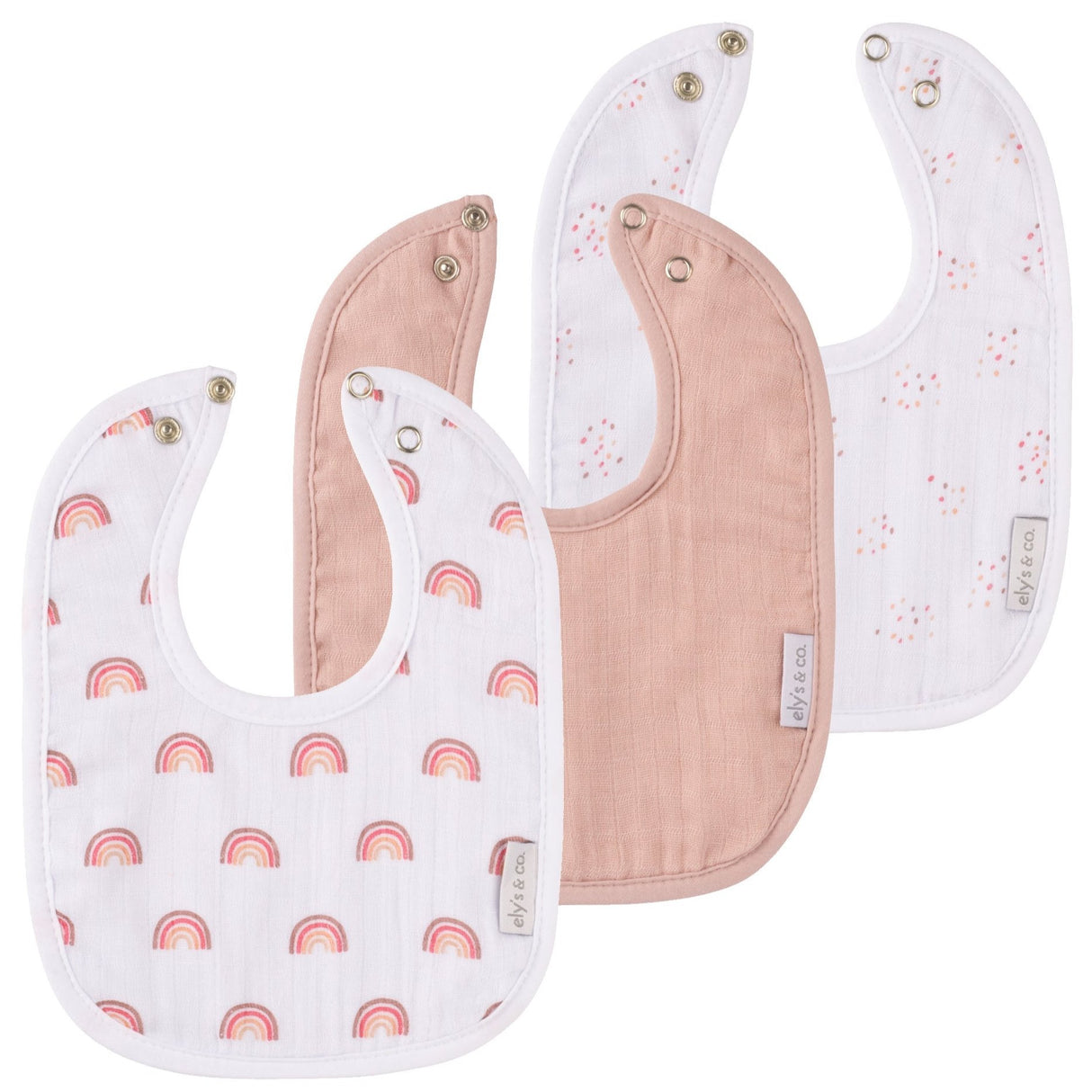 3 Pack Muslin Terry Bibs - Pink Rain Drops