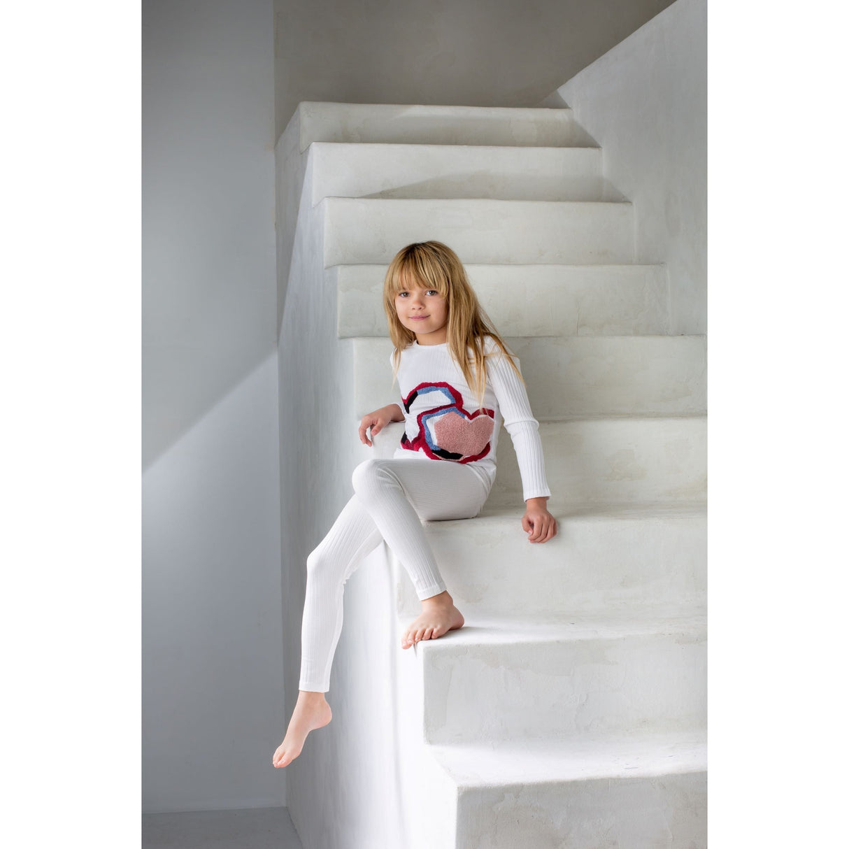 Geometric Heart Loungewear Set, Girls - HoneyBug 