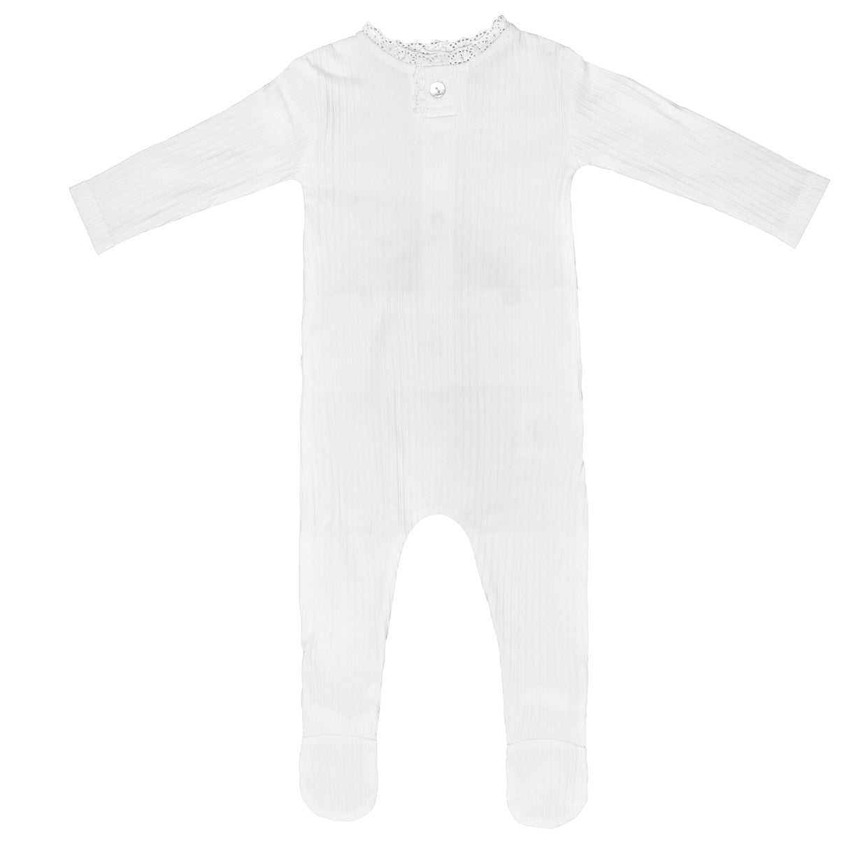 Laced Trim Footie, Ivory Girl - HoneyBug 