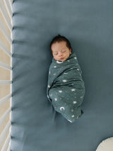 Dusty Blue Bamboo Stretch Crib Sheet