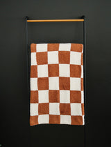 Rust Checkered Plush Blanket