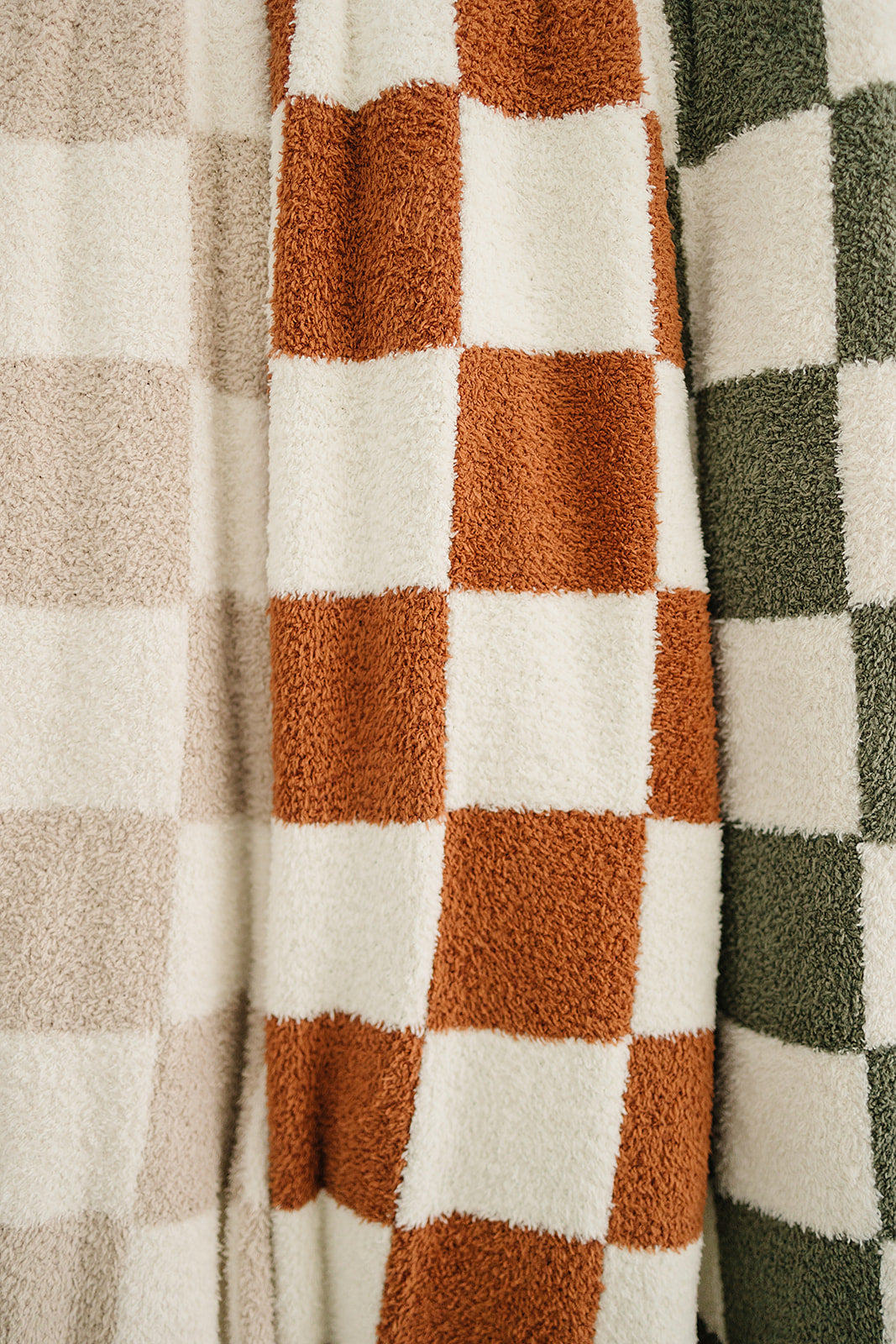 Rust Checkered Plush Blanket