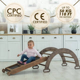 3in1 Montessori PlaySet for Toddlers: Arch + Slide + Cushion - Chocolate