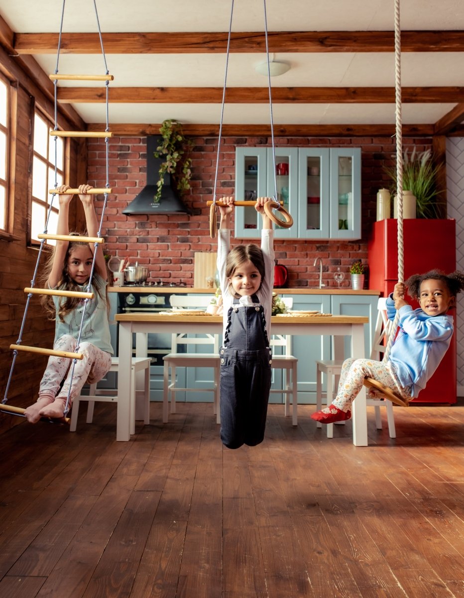 3in1 Swings Set: Rope Ladder + Gymnastic Rings + Disc Rope Swing