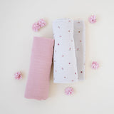 2 Pack Cotton Muslin Swaddle Blanket - Garden Flower (Pink) - HoneyBug 