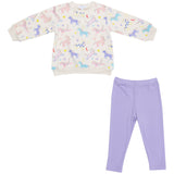 Puffy Oversized Sweatshirt And Rib Legging - Fun Unicorns