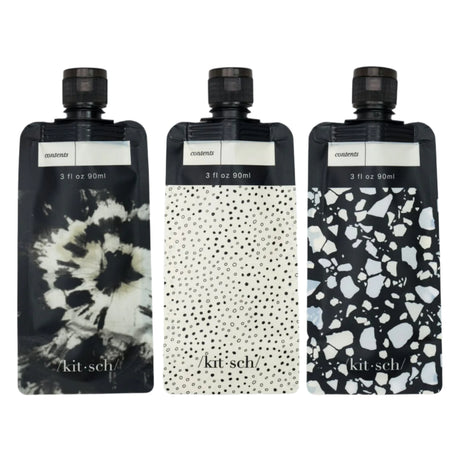 Travel Bottles For Toiletries 3 Pack - Black & Ivory - HoneyBug 