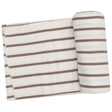 Swaddle Blanket - Brown Rib Stripe