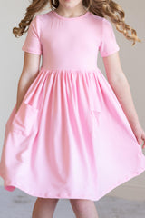 Bubblegum Pink S/S Pocket Twirl Dress