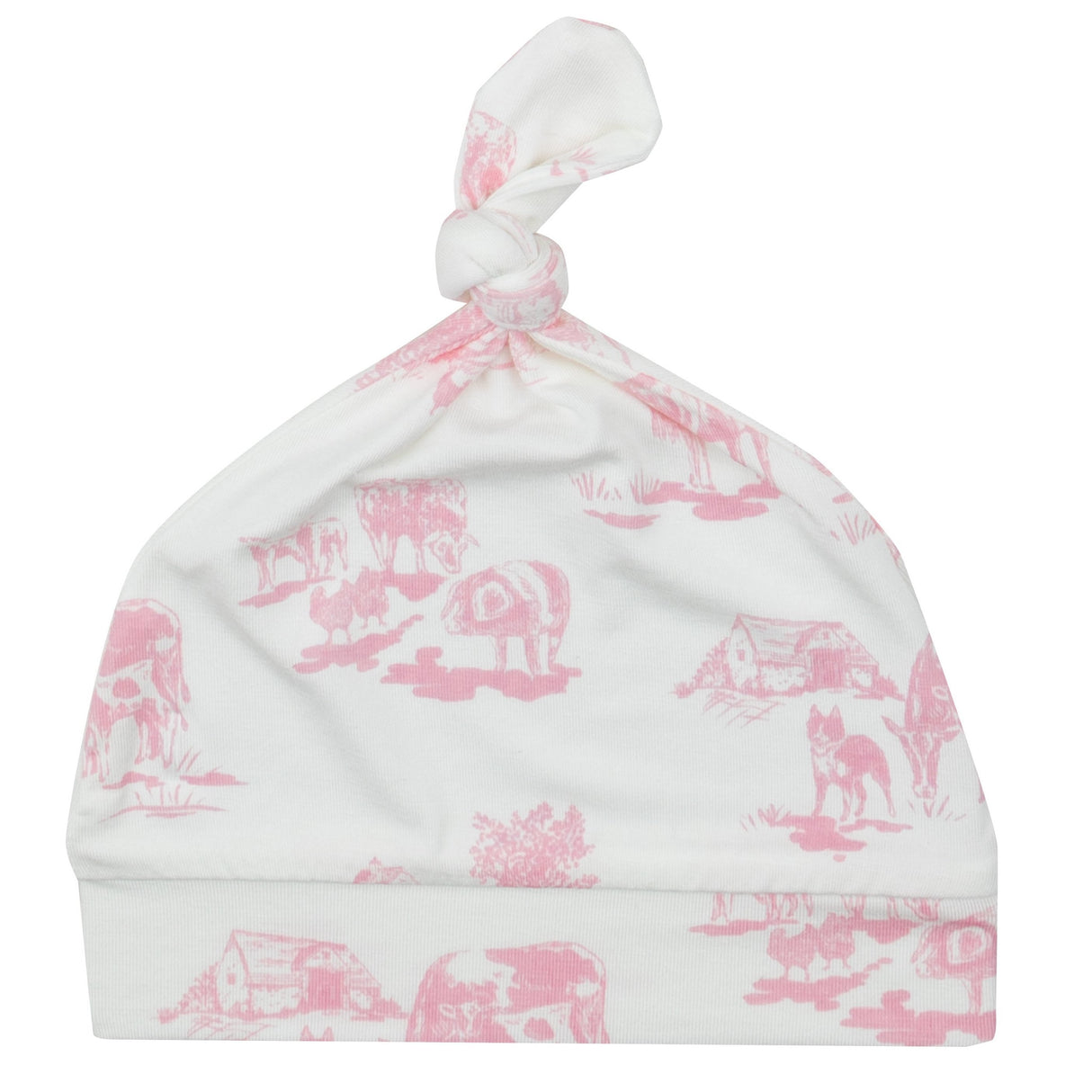 Knotted Hat - Farm Toile Pink