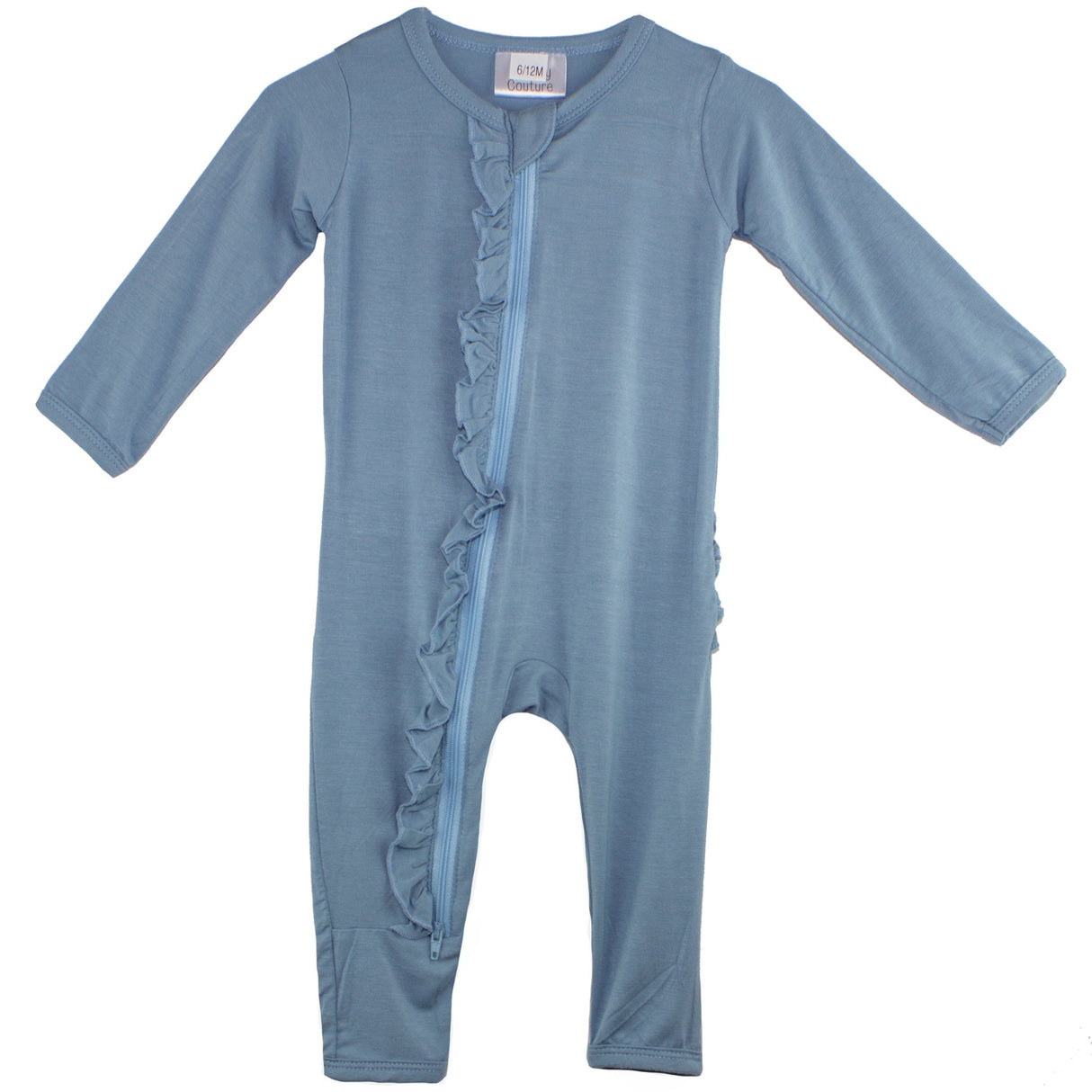 Ruffle 2 Way Zip Romper - Ocean Blue