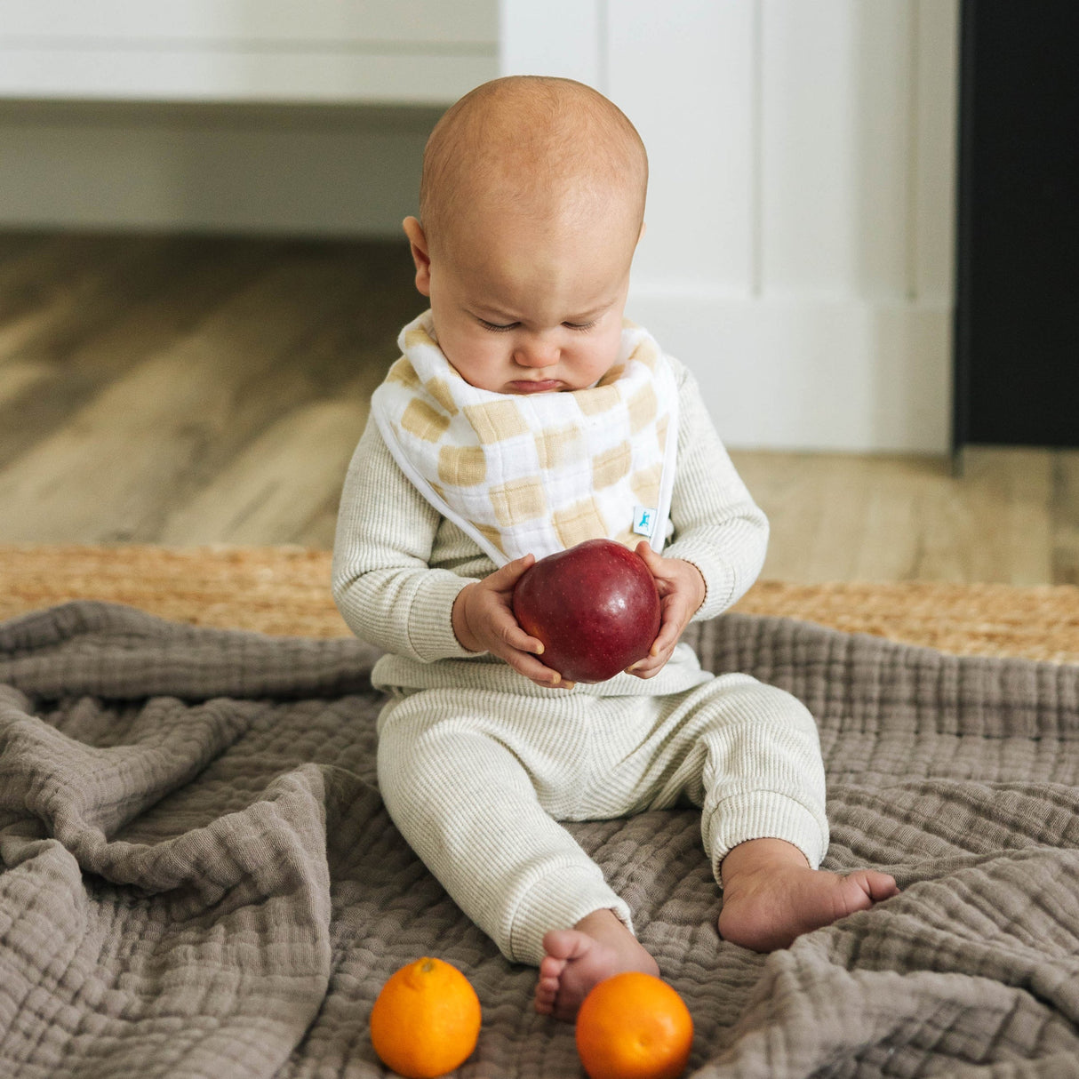 Cotton Muslin + Fleece Bandana Bib 4 Pack - Adobe Checker