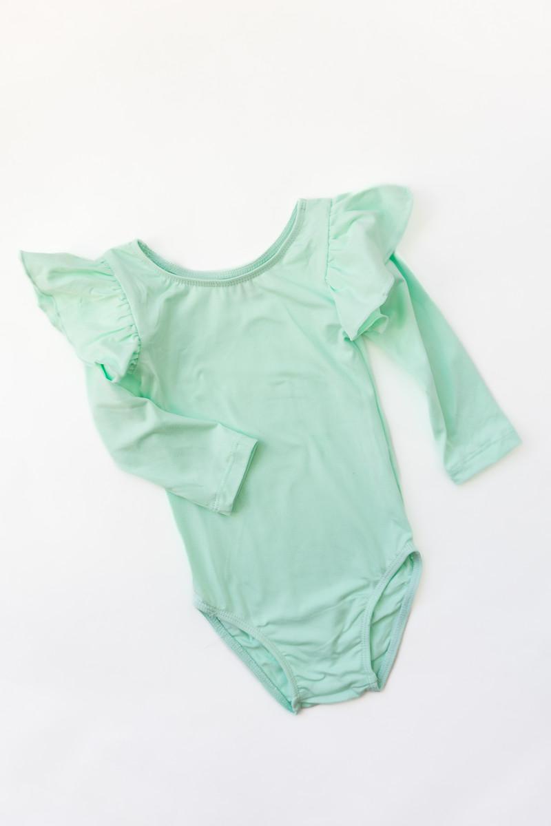 Pastel Green L/S Flutter Sleeve Leotard