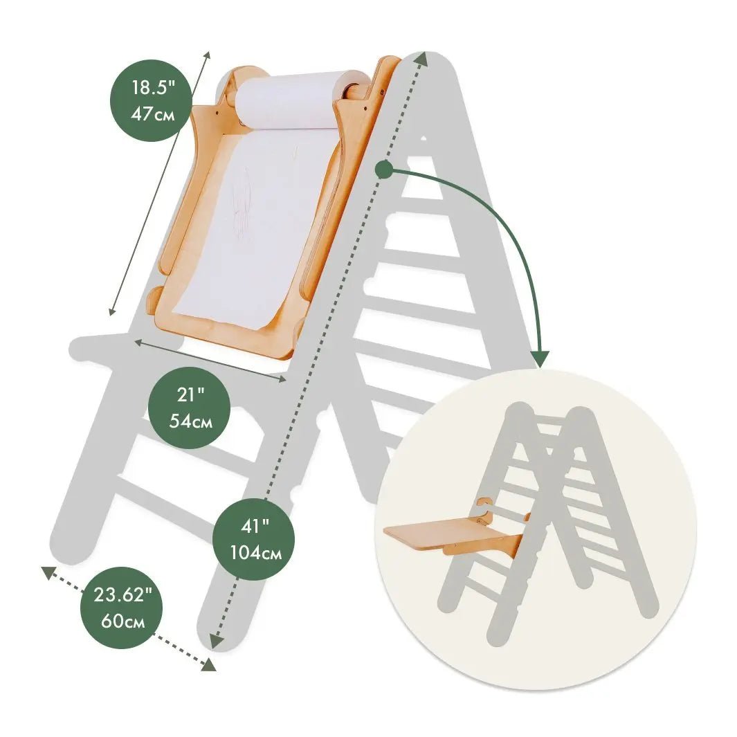 4in1 Montessori Climbing Set: Triangle Ladder + Climbing Arch + Slide Board + Art Addition