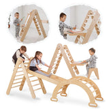 4in1 Montessori Climbing Set: Triangle Ladder + Climbing Arch + Slide Board + Art Addition