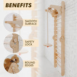 Wooden Swedish Wall / Climbing ladder for Children + Swing Set + Slide Board + Art Add-on