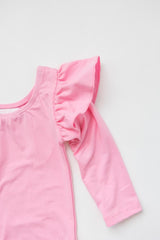 Bubblegum Pink L/S Flutter Sleeve Leotard