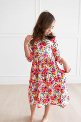 Last Bud Not Least 3/4 Sleeve Pocket Twirl Dress