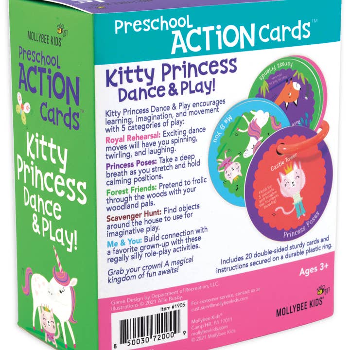 Preschool Action Cards - Kitty Princess Dance & Play! - HoneyBug 