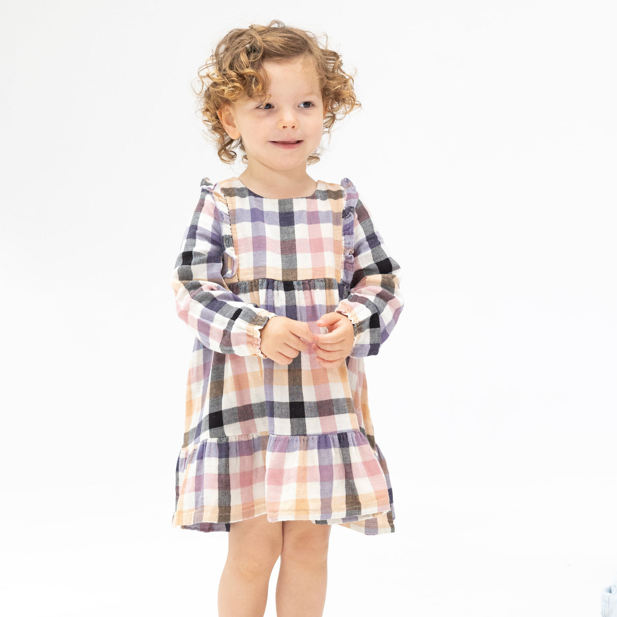 Ruffle Tiered Dress And Ribbed Legging - Harvest Plaid