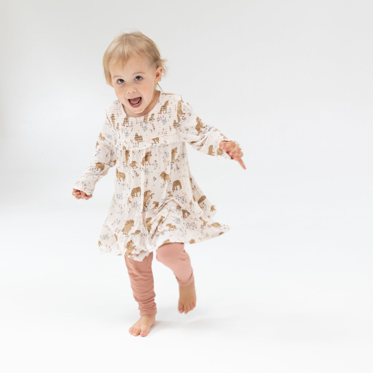 Smocked Ruffle Tiered Dress And Legging - Pretty Ponies