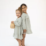 Smocked Ruffle Tiered Dress And Legging - Mini Green Gingham