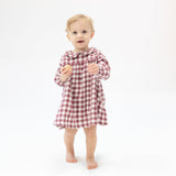 Peter Pan Collar Dress And Bloomer - Gingham Plum