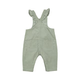 Front Pocket Ruffle Overall - Corduroy Desert Sage