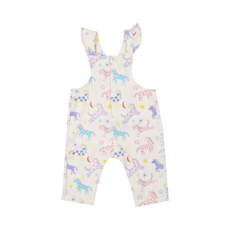 Front Placket Ruffle Overall - Fun Unicorns