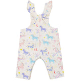 Front Placket Ruffle Overall - Fun Unicorns