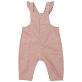 Front Pocket Ruffle Overall - Solid Misty Rose