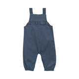 Yoke Ruffle Overall - Solid Navy