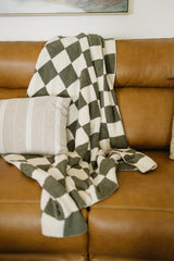 Green Checkered Plush Blanket