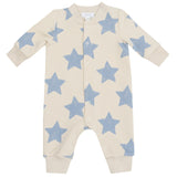 Baseball Collar Romper - Sketchy Stars Blue