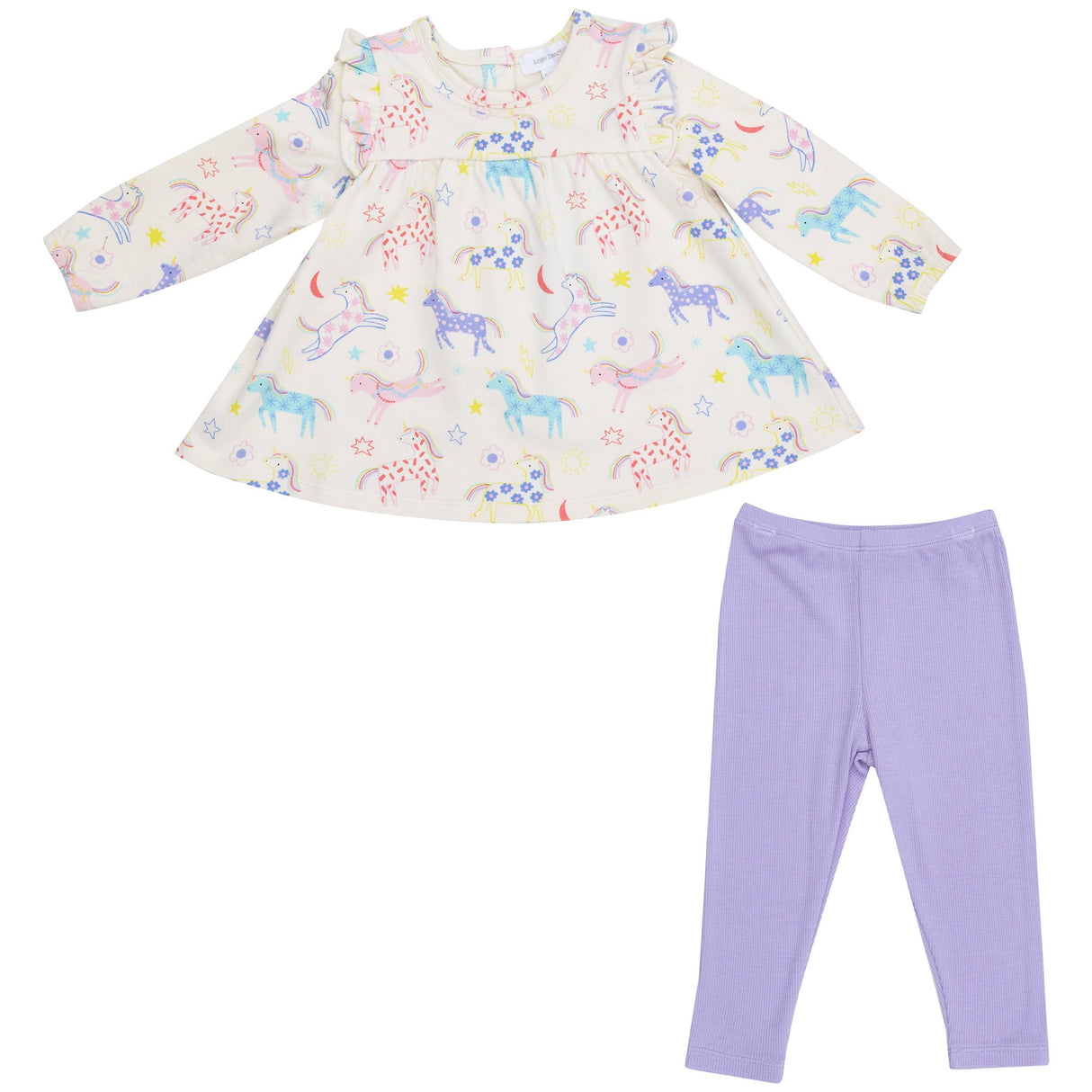 Ruffle Top Tunic And Rib Legging - Fun Unicorns