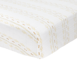 Cotton Muslin Crib Sheet - Gold Diamond-stripe