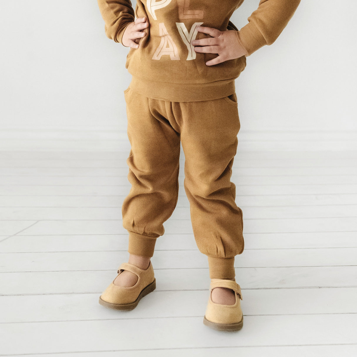 Organic Baby Toddler Jogger Pants - Tan