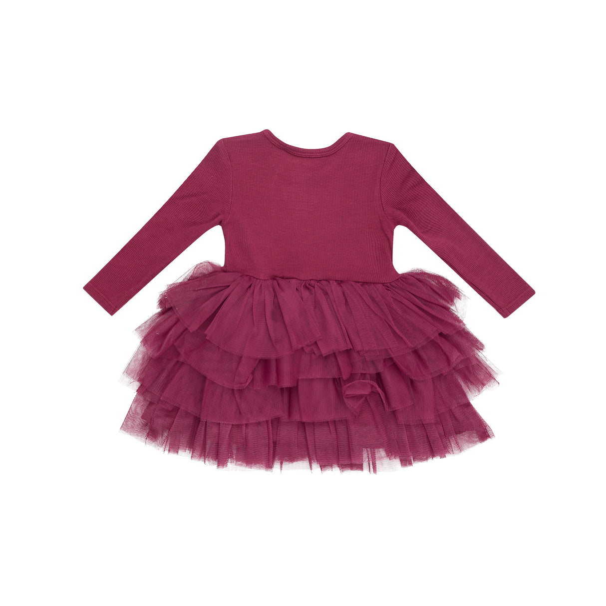 L/S Layered Tulle Dress - Solid Rose Bud